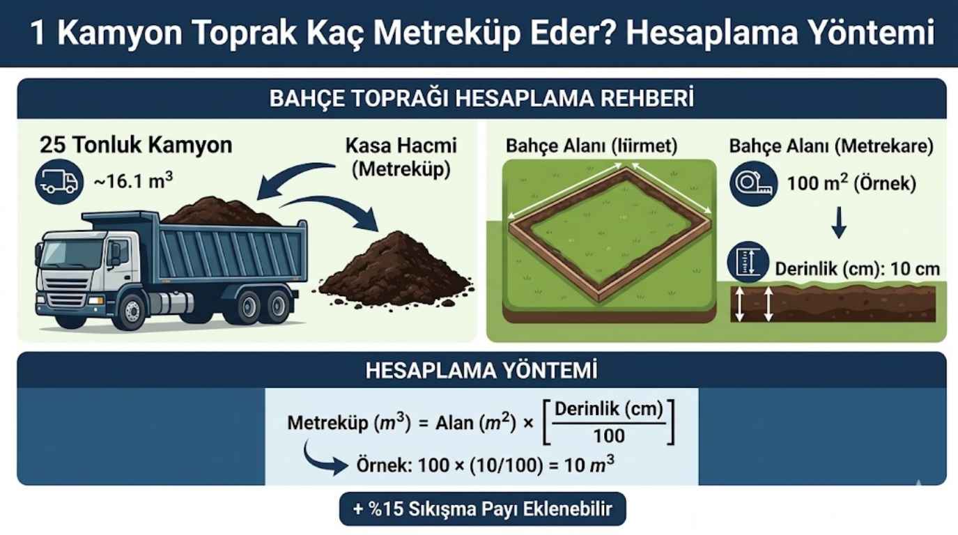 1 kamyon toprak kaç metreküp eder hesaplama yöntemi