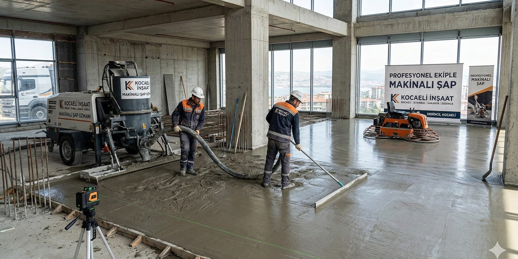 Profesyonel ekiple makinalı şap