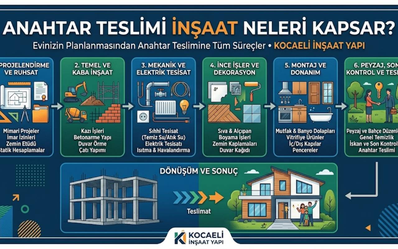 Anahtar teslimi inşaat neleri kapsar
