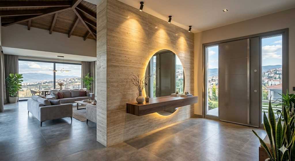 Kocaeli Villa İç Dekorasyonunda Taş Kaplama