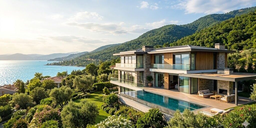 Kocaeli'de doğa ve deniz manzaralı lüks villa inşaatı ve modern mimari tasarımı