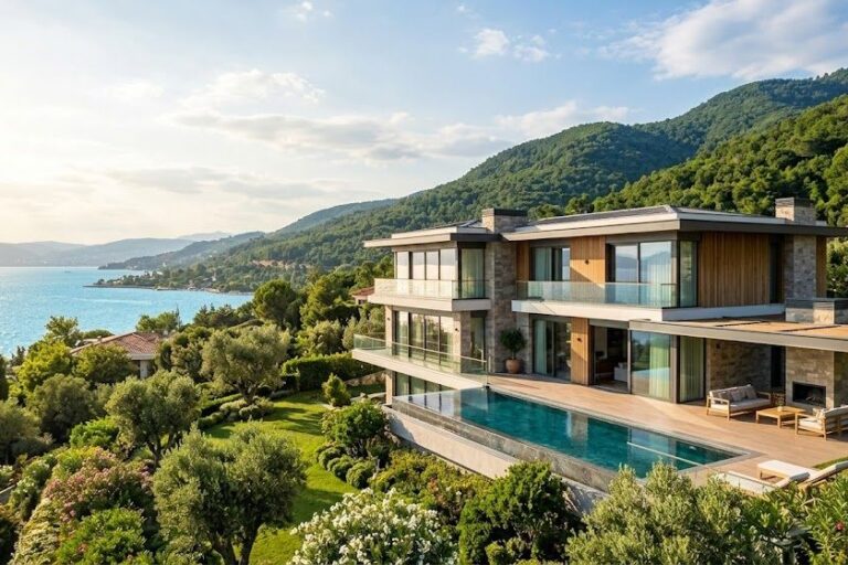 Kocaeli'de doğa ve deniz manzaralı lüks villa inşaatı ve modern mimari tasarımı