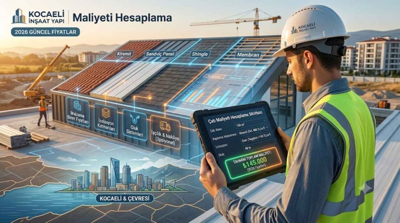 Kocaeli İnşaat Yapı çatı maliyeti hesaplama sihirbazı ve 2026 güncel çatı yapım fiyatları