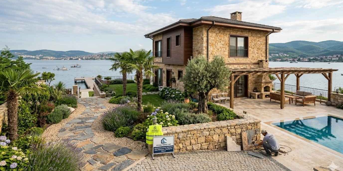 Gölcük ve Karamürsel Sahil Şeridi Villa Çevre Düzenleme ve Taş Kaplama Fikirleri gölcük villa çevre düzenleme karamürsel taş kaplama ustası sahil şeridi bahçe peyzaj modelleri kocaeli inşaat yapı çevre düzenleme sahil villası dış cephe taş kaplama