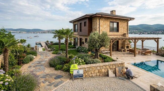 Gölcük ve Karamürsel Sahil Şeridi Villa Çevre Düzenleme ve Taş Kaplama Fikirleri gölcük villa çevre düzenleme karamürsel taş kaplama ustası sahil şeridi bahçe peyzaj modelleri kocaeli inşaat yapı çevre düzenleme sahil villası dış cephe taş kaplama