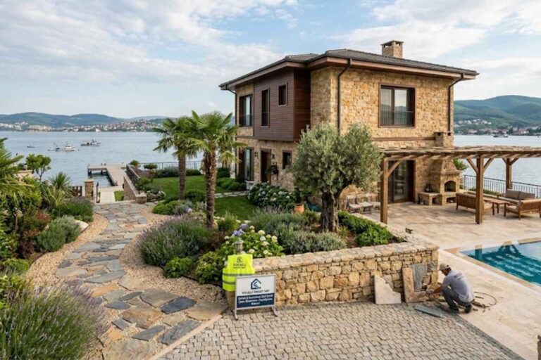 gölcük villa çevre düzenleme karamürsel taş kaplama ustası sahil şeridi bahçe peyzaj modelleri kocaeli inşaat yapı çevre düzenleme sahil villası dış cephe taş kaplama