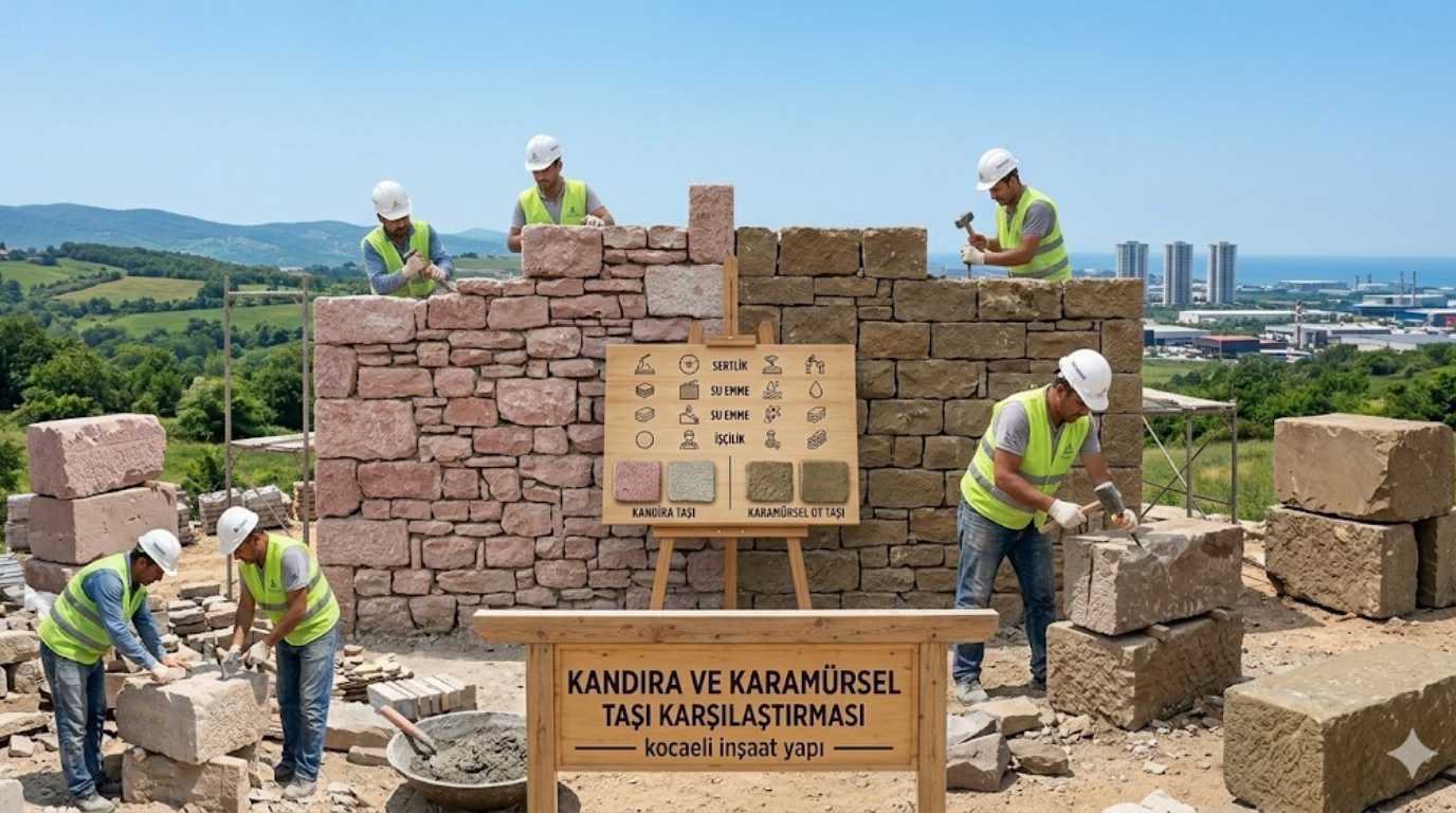 Kandıra taşı ve Karamürsel ot taşı farkları ile Kocaeli doğal taş duvar yapımı şantiyesi
