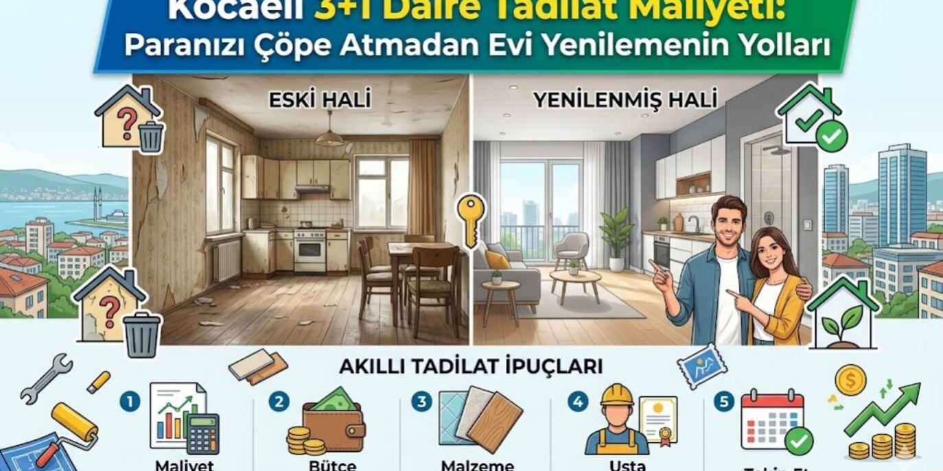 Kocaeli 3+1 daire tadilat maliyeti ve bütçe dostu anahtar teslim ev yenileme rehberi