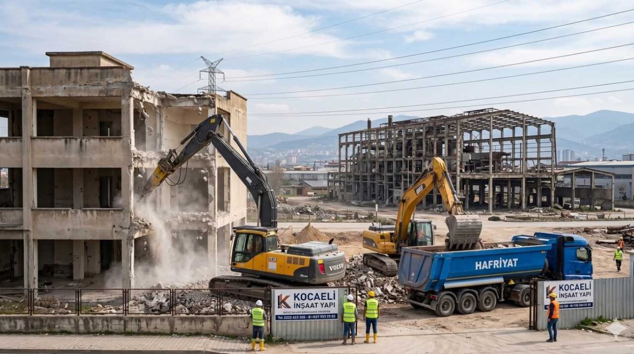 Kocaeli bina ve fabrika yıkımı şantiye sahası profesyonel hafriyat çalışması