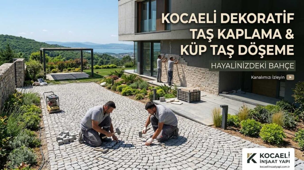 Kocaeli dekoratif taş kaplama uygulaması ve bahçe küp taş döşeme işçiliği