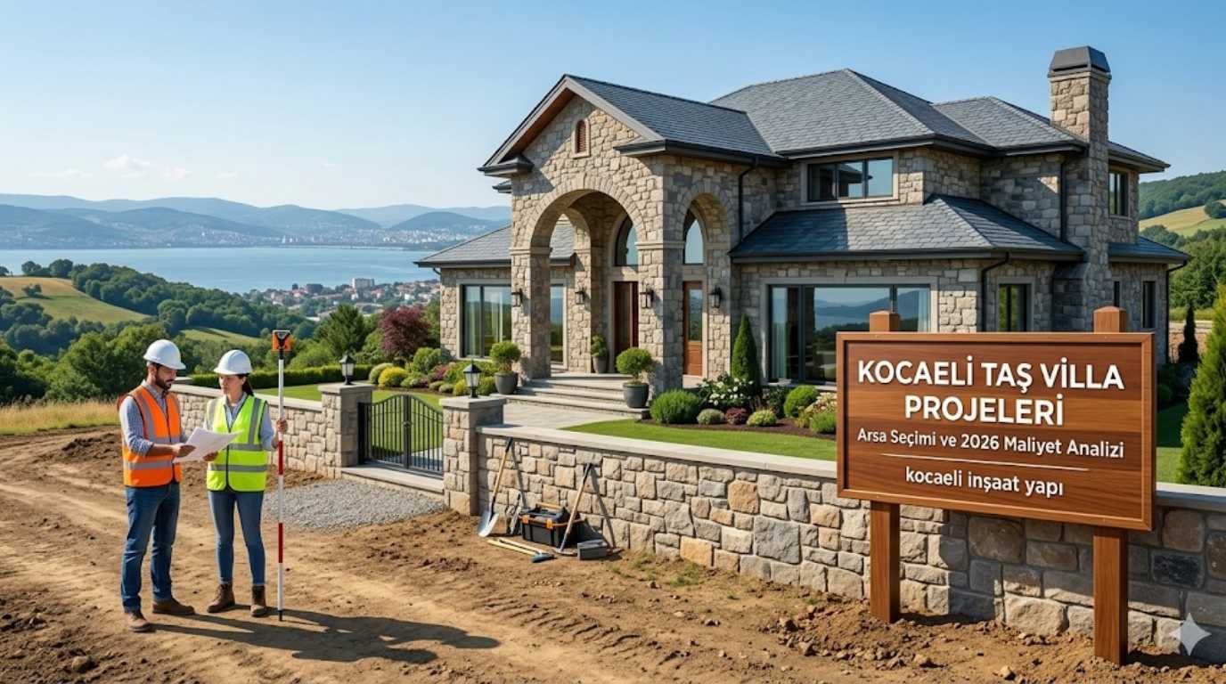 Karamürsel Gölcük ve Başiskele bölgesi taş villa projeleri ve arsa seçimi kocaeli inşaat yapı şantiyesi